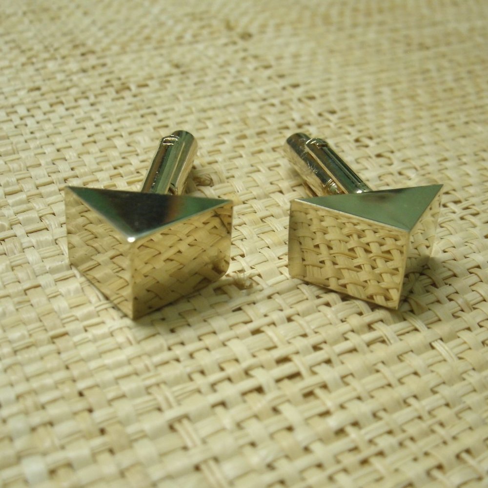 Vintage Shields Gold 3D Triangle Cufflinks